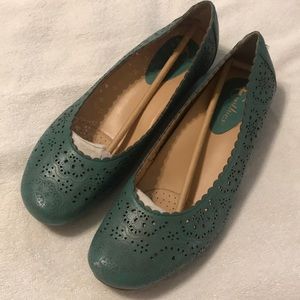 Earthies Bindi flats in teal leather